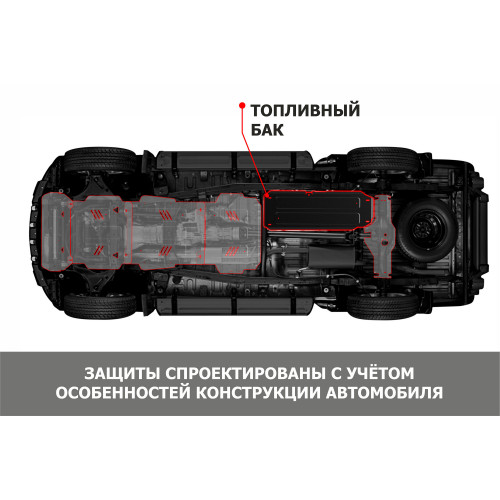 Защита Топливного бака АвтоБроня для Exeed VX 2020-2024, Сталь 45778 мм - Арт. 111.00952.1