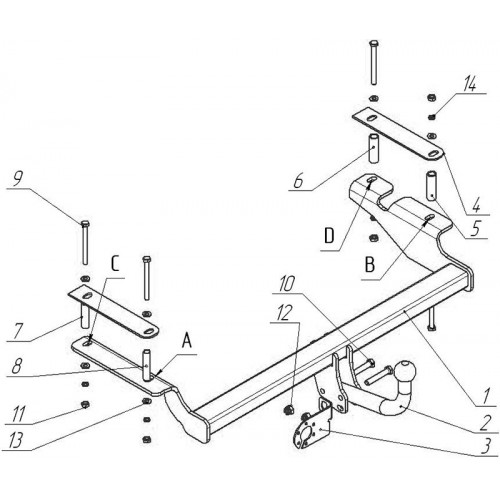 Фаркоп Avtos на CHEVROLET Aveo 2006-2012 Арт.CV 06