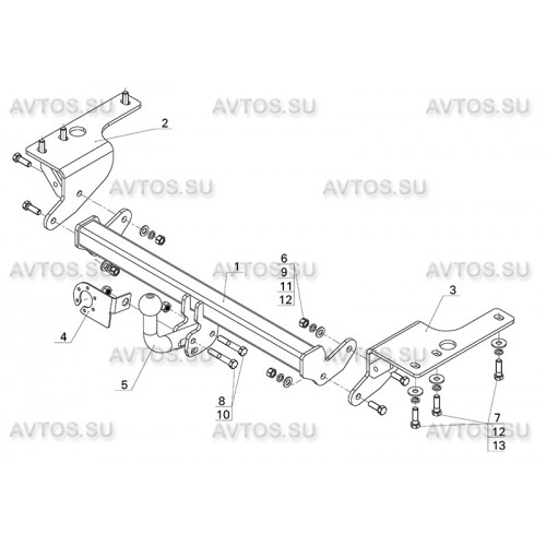Фаркоп Avtos на TOYOTA Corolla (E 18) 2013- Арт.TY 37
