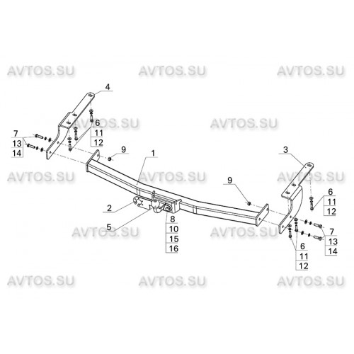 Фаркоп Avtos на TOYOTA Highlander 2010-2014 Арт.TY 38